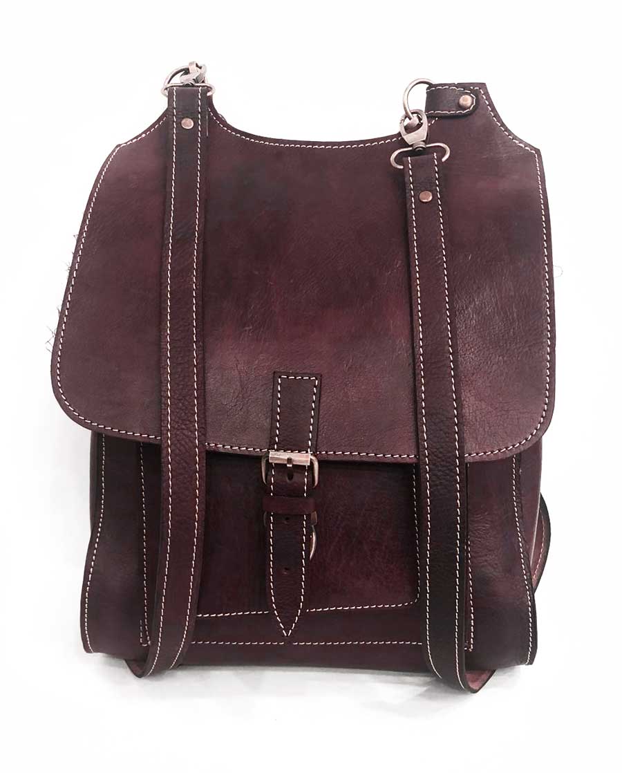 Mochila boho chic hippie piel cuero